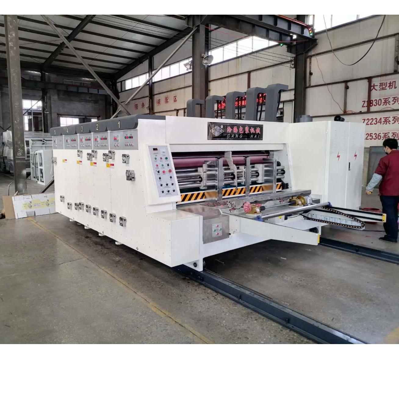 CE automatic corrugated carton box maker flexographic printer slotter die cutter packing packaging machine manufacturer