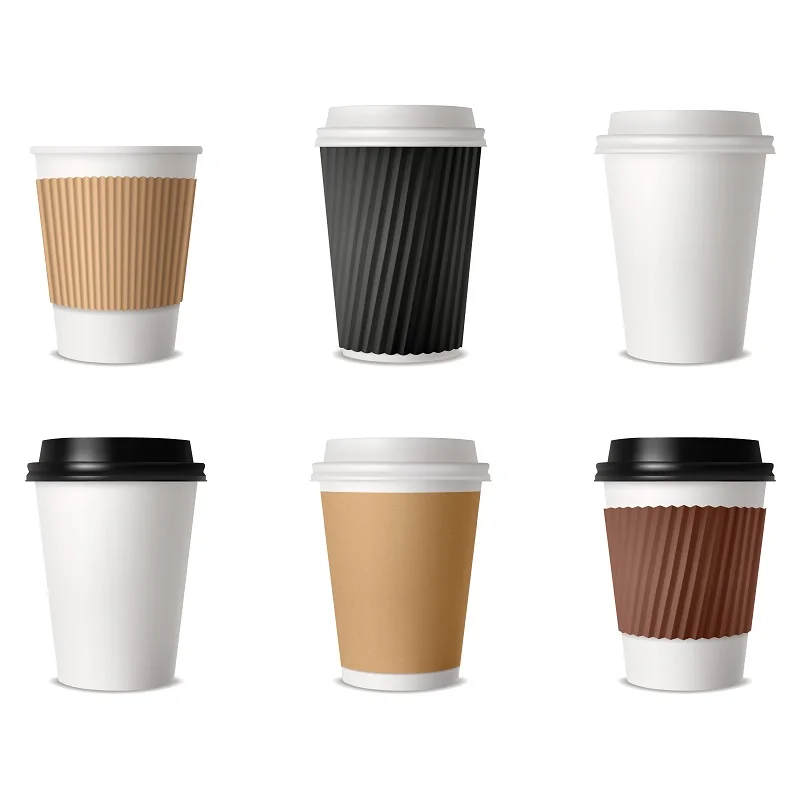 Customized Print Logo Compostable Coffee Cups 8oz 12oz 16oz 22oz Paper Glass for Hot Drink