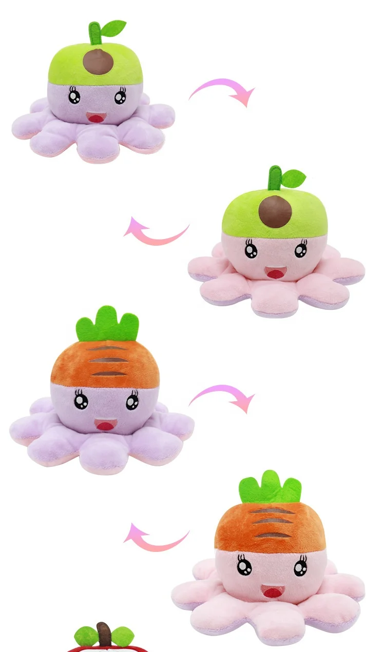 New Style Top Happy Sad Octopus Pillow  Mood Octopus  Double-Sided Flip Octopus Plush Toy