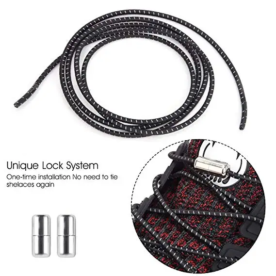 3mm Round Metal Screw No Tie Elastic Shoelaces Replacement With Capsule Locks Fits For Sneaker Adults And Kids