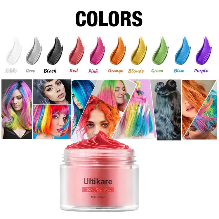 Private Label OEM Wholesale Kids Hair Clay 9 colors Temporary Hair Dye Long Holding Hair Color Wax