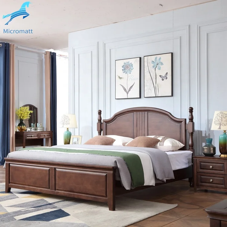2020 Hot Sale Creative Style Beautiful Walnut Color Furniture Bedroom King Bedroom Set
