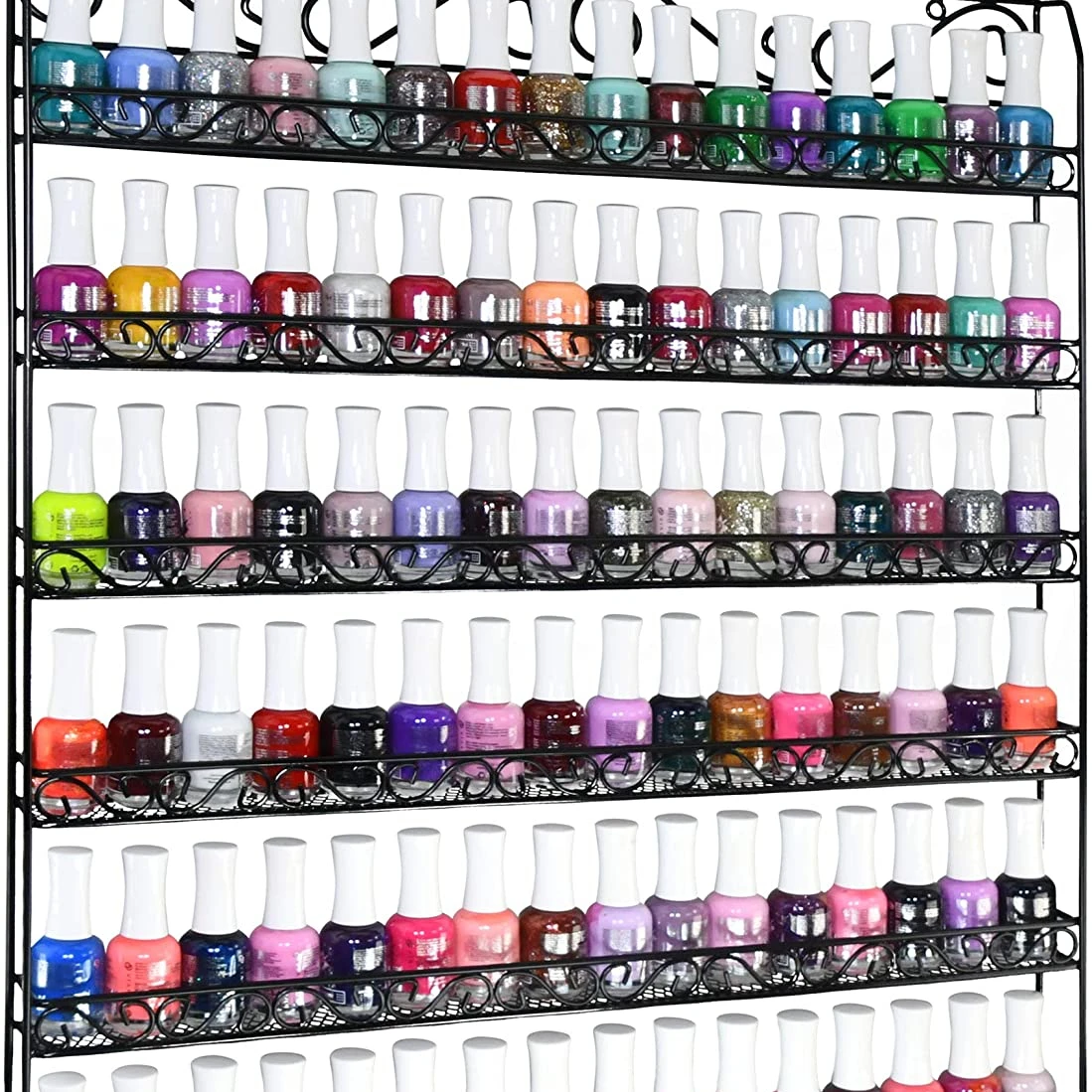 6 ярусов металлические стойки для лака ногтей черная настенная металлическая полка высококачественный дисплей стены