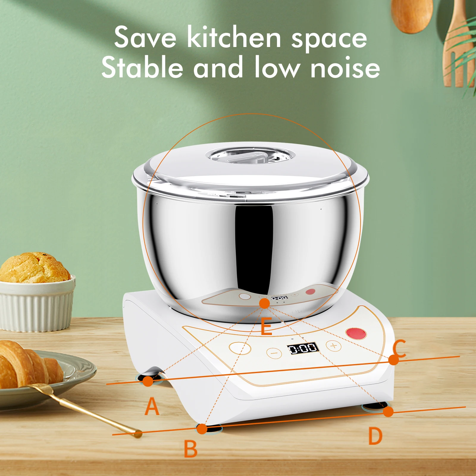 Кухонный Электрический миксер для выпечки 5 л из нержавеющей стали