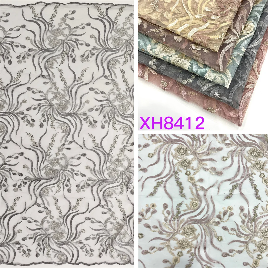 Latest Design Hand Embroidery Net Fabric African Materials Fabric 100% Polyester For Garment