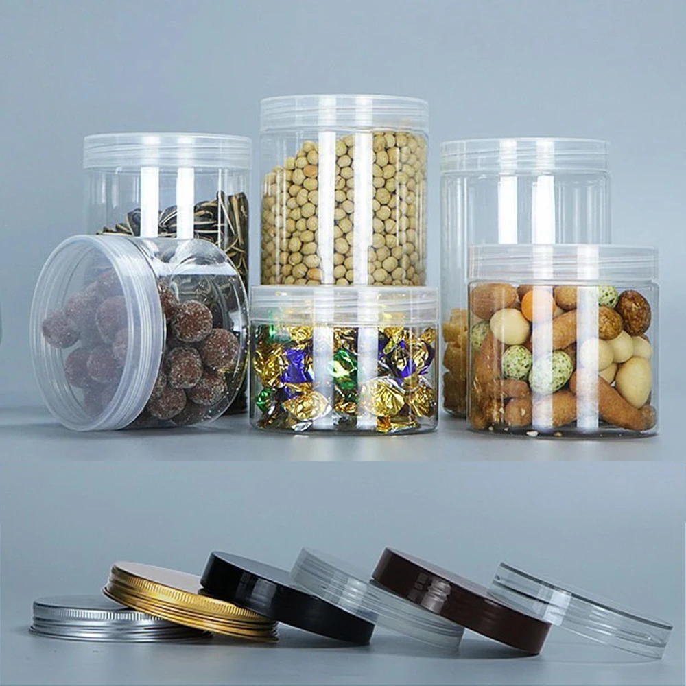 50ml 500ml 4 8 16 oz 4oz 8oz Empty Pet Plastic Storage Honey Food Grade Candy Cookie Container Jar with Lid for Food Packaging
