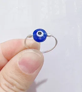 New colorful Fashion Blue Evil Eye Beads Rings Wire Wrapped Rings For Women Lucky Demon Eyes Party Finger Ring Aesthetic Jewelry