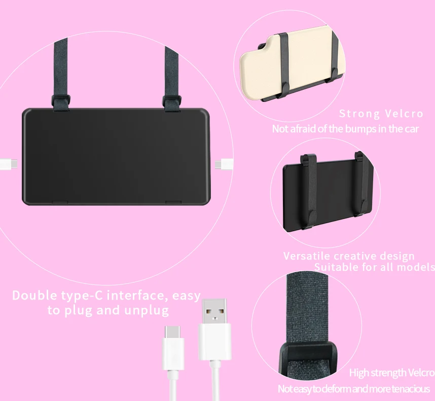 Two - Color Lamp Car - Mounted Cosmetic Mirror with Mirror Light - Emitting Non - Polar Adjustable Car Visor Mirror Round Silver