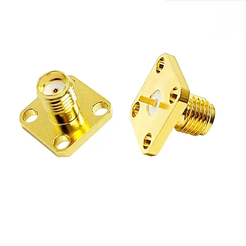 Gold Plated Brass Coaxial connector Standard SMA Jack Straight Solder Type for PCB mount Tab Terminal