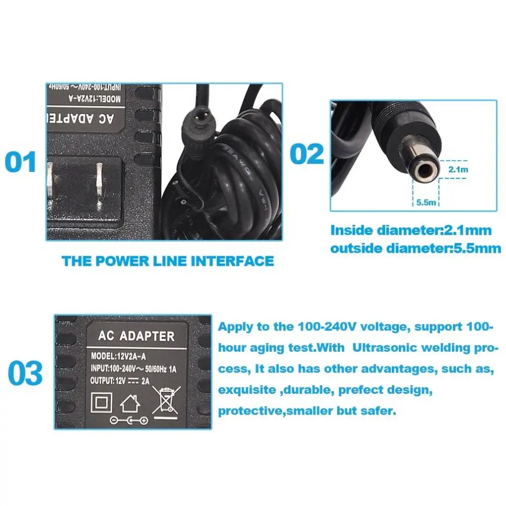 Нам 2Pin Подключите 2000Ma 24W 12 V 2A Ac/Dc вход 100-240V Выход вольт 2 ампер источник питания адаптер