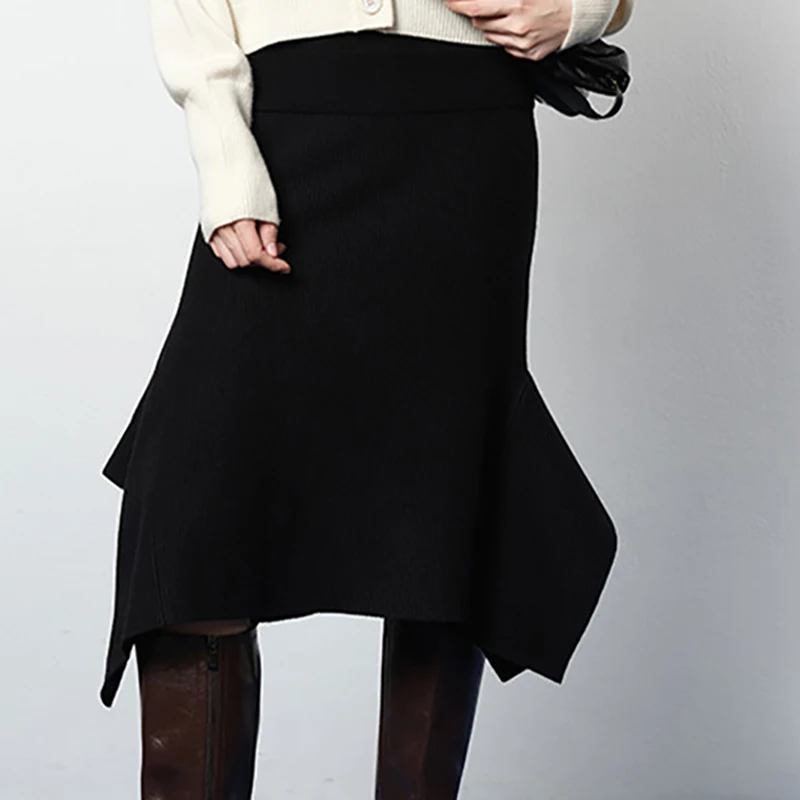 Solid color comfortable soft fashion custom knitted women skirt
