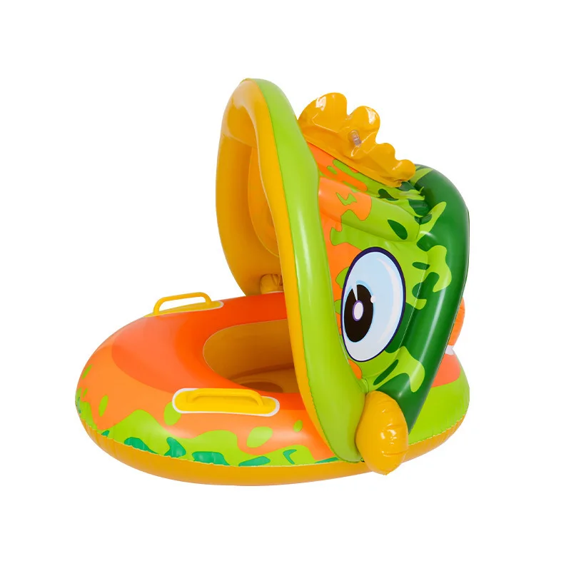 Baby swimming boat with armrest baby swimming circle children inflatable swimming circle sunshade yacht wholesale