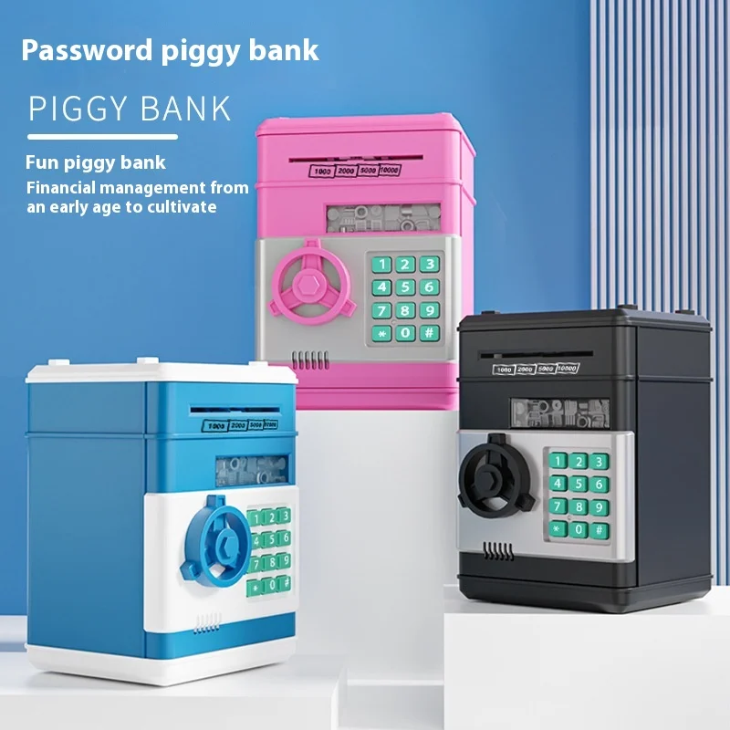 Large Capacity Anti-Fall ATM Electronic Piggy Bank for Kids PVC Plastic Children Can Enter Exit Password Money Saving Piggy Bank