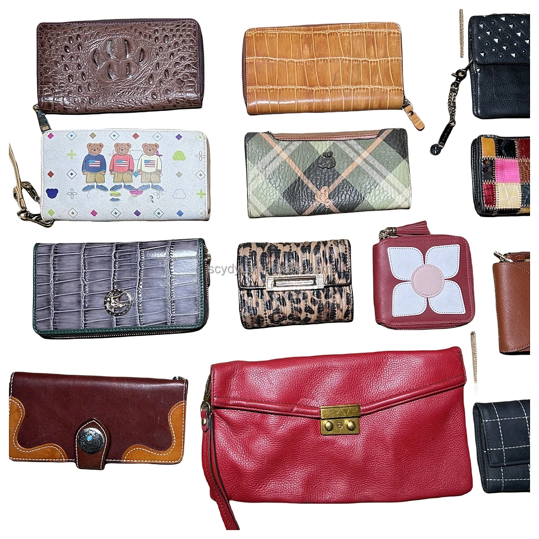 A11  Wholesale second hand full leather wallets branded mixed in bales cheap price for large quantity