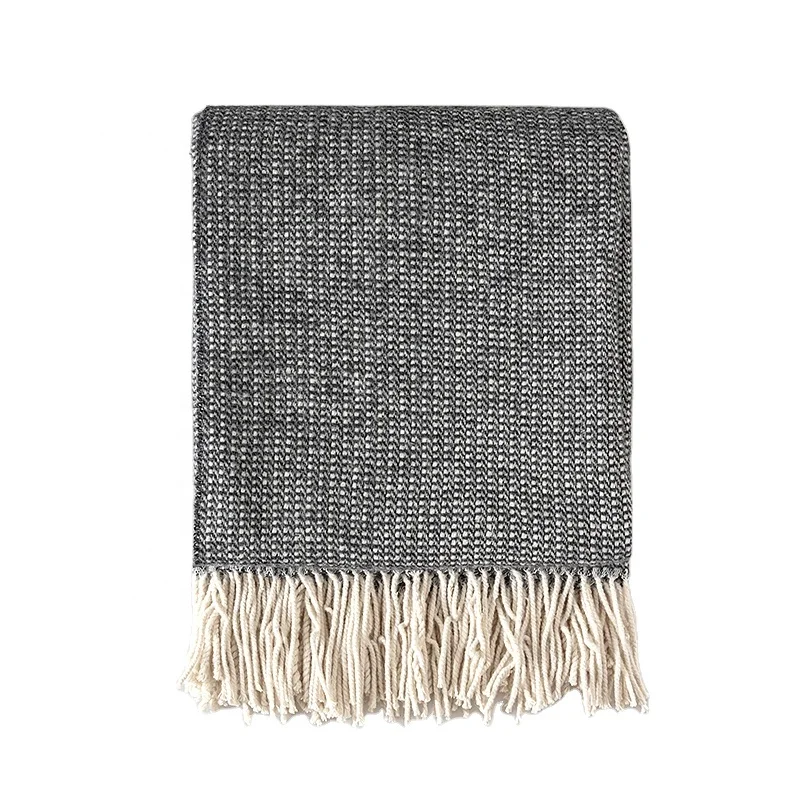 Роскошная супер мягкая теплая шерстяная акриловая смесь плед с бахромой