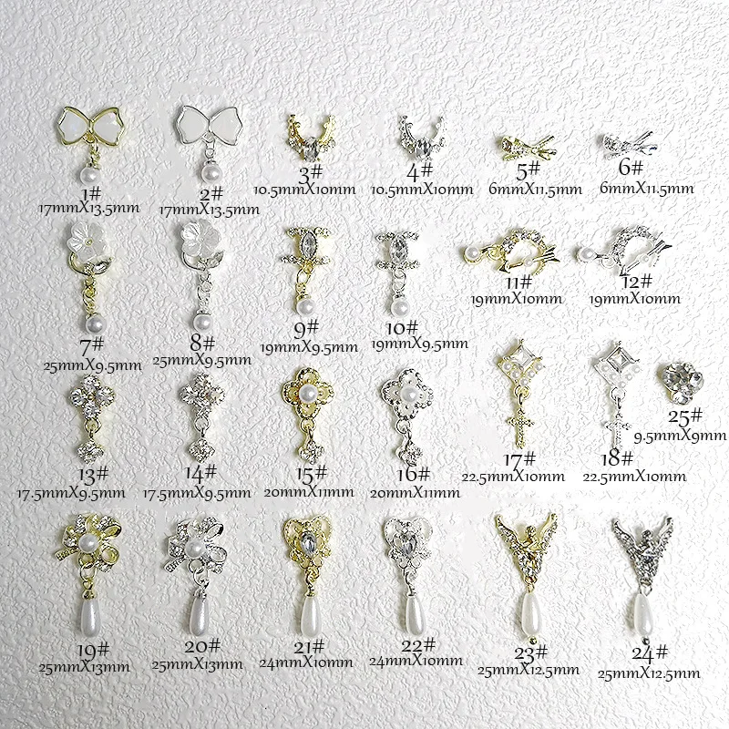 Nail Art Accessories Bowknot Flower Pendant Series 3D Alloy Diamond Nail Decorations