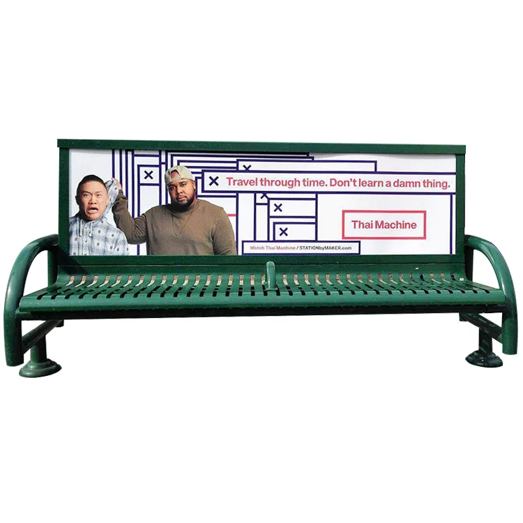 Advertising Benches for Sale Metal Steel Vintage Ad Park Bench Street Manufacturer Outdoor Furniture Modern Galvanized Steel
