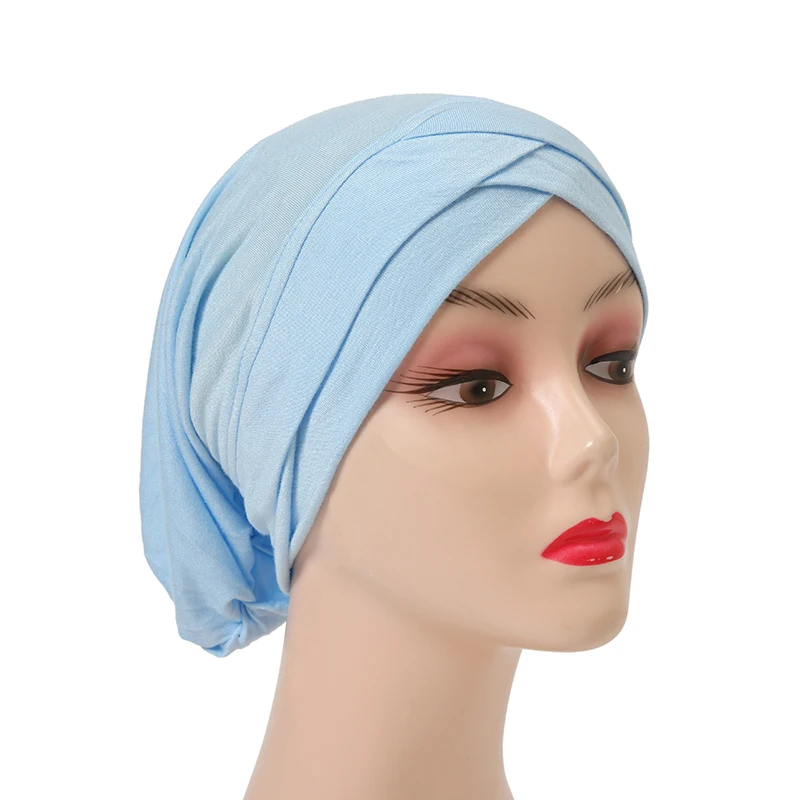 Hot selling fashion 15 color soild inner hijab headband muslim hide hair cap