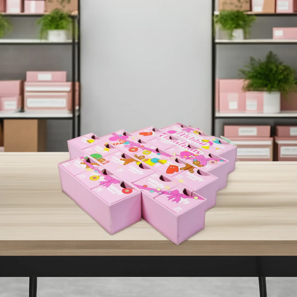 Custom Advent Calendar Gift Boxes for Christmas for Packaging Eye Cream Facial Cleanser Loose Powder Nail Polish Oil Perfume