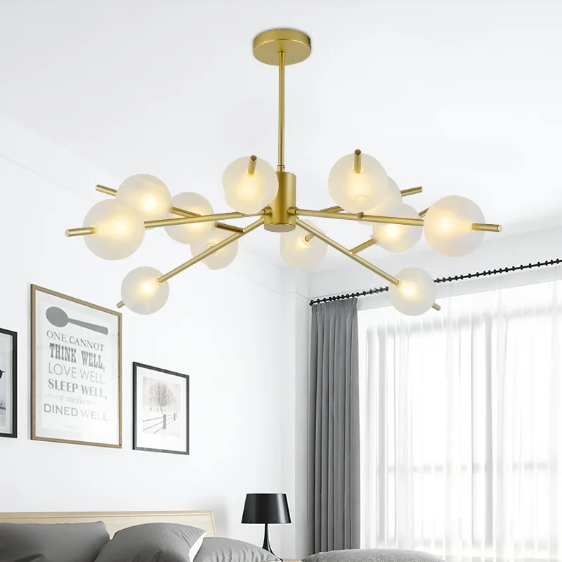 
Postmodern Minimalist Bedroom Lamp Atmosphere Living Room Chandelier Creative Personality Restaurant Magic Bean Hanging Light 