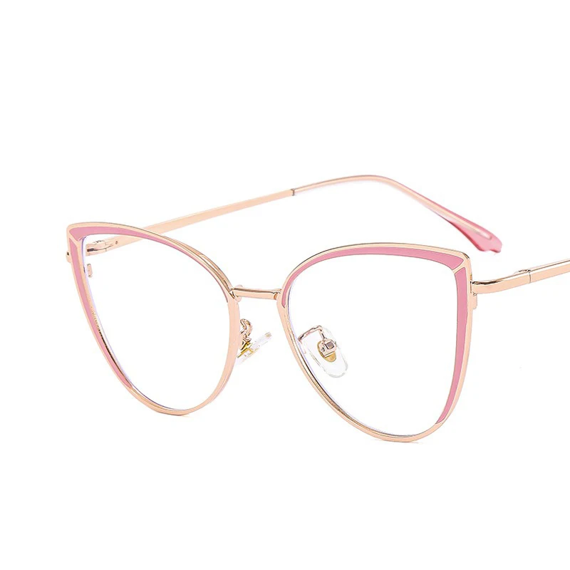 8217 Trendy cat eye Metal Frames photochromic Glasses Anti Blue Light Optical Frame women Eyeglasses