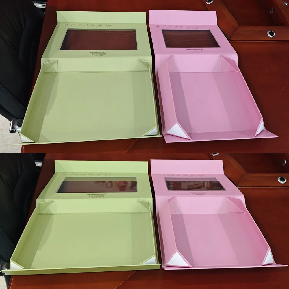 Custom Foldable Magnetic Closure Lid Presents Gift Packaging Paper Box With Clear Window