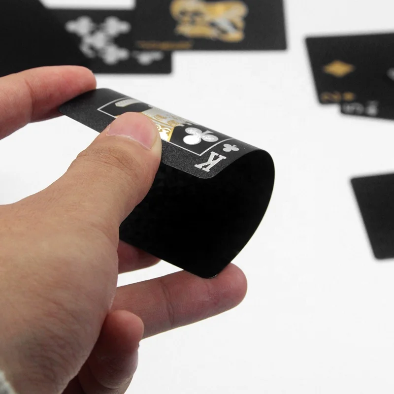 High Quality Custom Playing Cards Printing Poker Pvc Waterproof Plastic Gold Black in Bulk