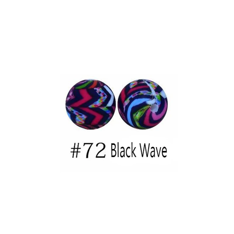 Wave Pattern Print Silicone Beads 15mm Round Loose Beads BPA Free DIY Necklace Jewelry