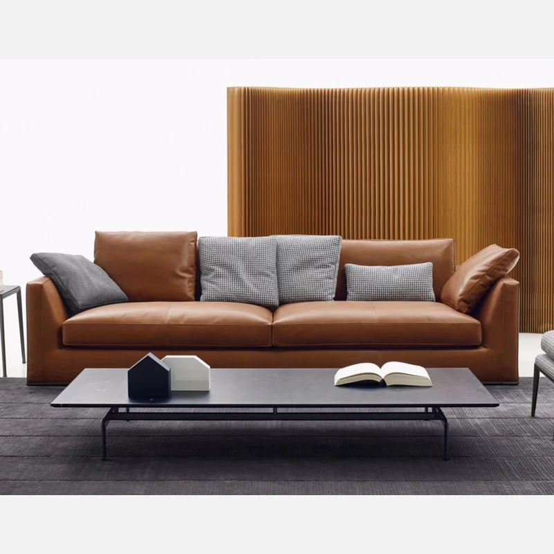 Modern Design Living Room Furniture Hotel Lobby Reception Leather Three seater Sofa set