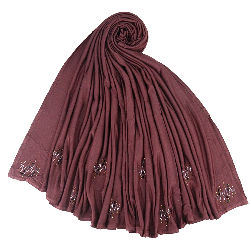 Wholesale high quality Jersey scarf very stretchy jersey scarf with hot drill accessories jersey muslim women scarves