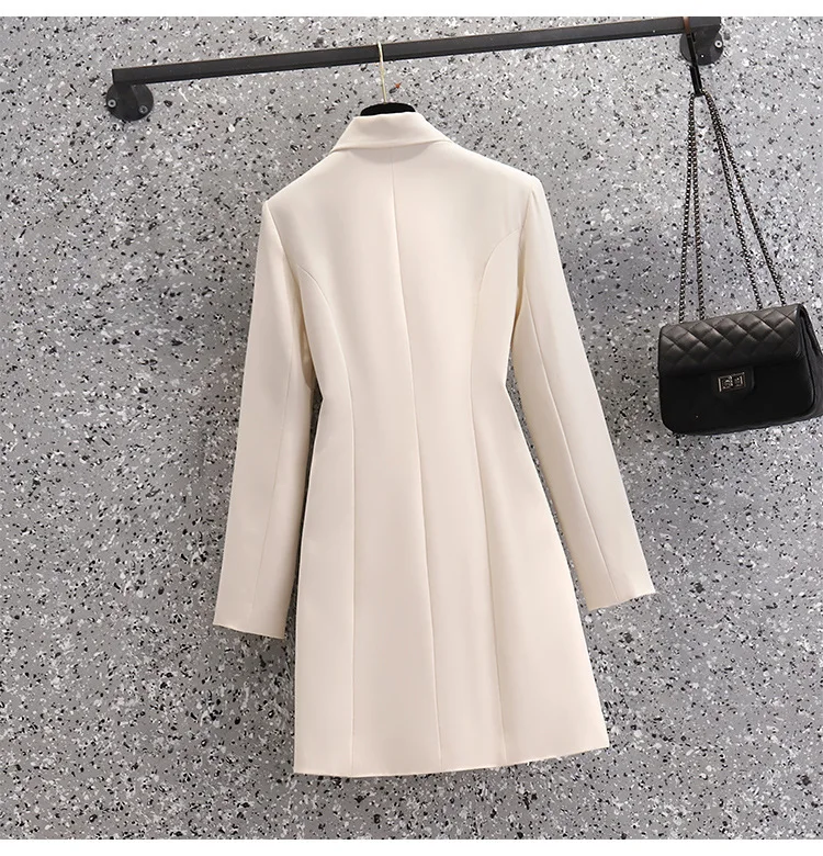 Wholesale Hot Sale Autumn Winter New Design Long Suit Coat Ol Slimming High Waist Lace Up Blazer Dress Fashion Long Suit Dress
