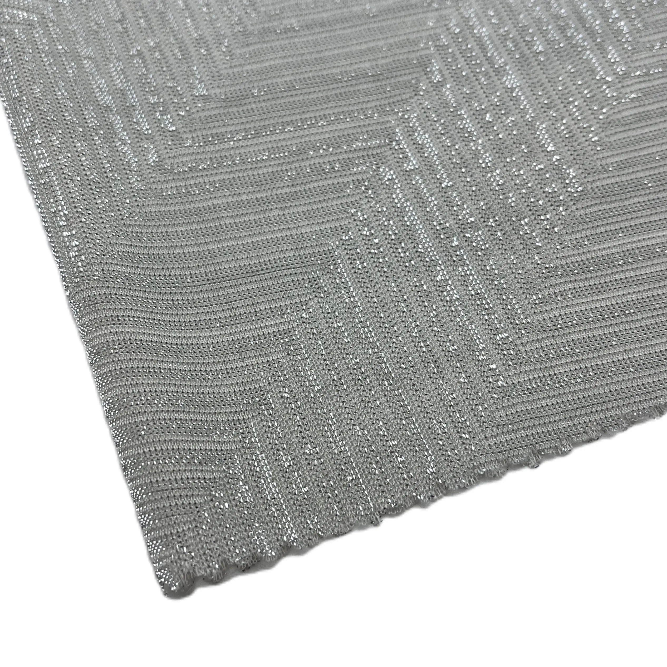 Wholesale good design 100% Polyester jacquard fabric Lurex Knitted With Metallic Yarn Lurex Jersey Metallic Fabric For women Dre