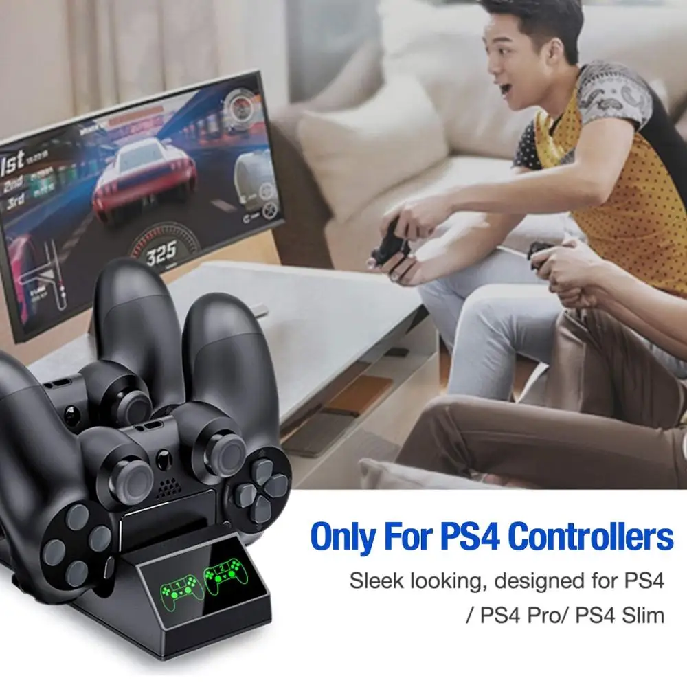 Зарядная док-станция для контроллера PS4 зарядная с 2 микро-USB-разъемами двойная Playstation 4 Slim