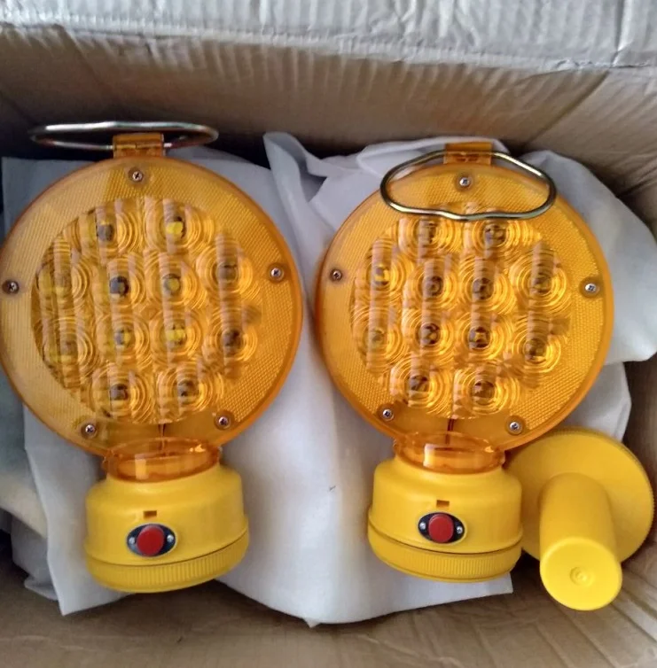 road hazard amber strobe warning lamp flashlight with magnetic base blinking led solar lights