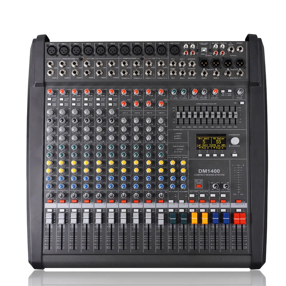 OEM DM1400 Professional 14 Channel Digital Audio Console USB Audio Mixer For Large-scale Concert Stage Wedding