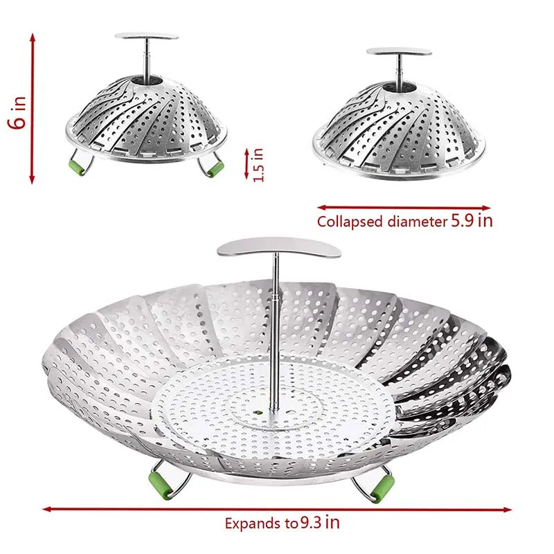 Kitchen tools small kitchen appliances Stainless Steel Retractable Folding Steaming Tray Steamer basket