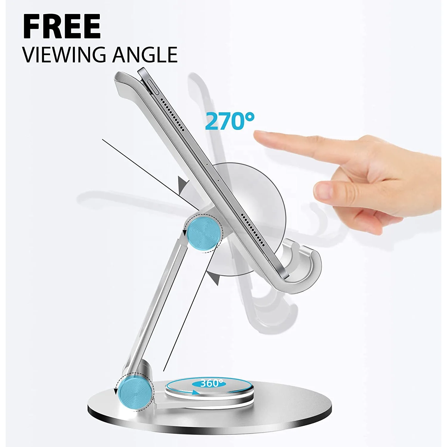 Tablet Stand Desk Riser 360 Rotation Multi-Angle Height Adjustable Foldable Holder Dock for 4-13.9 Inch Phone iPad Tablet Laptop