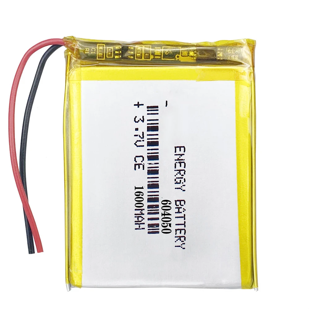604050 Battery Cell Factory 3.7v 1600mAh Lithium Polymer Flat Batteries Square Recharge Deep Cycle Lipo Battery with CE