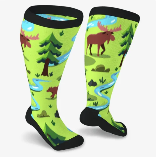 Fashion printing anti diabetes 2023 socks non binding custom unisex soft printed diabetic dress viscose bamboo socks for women