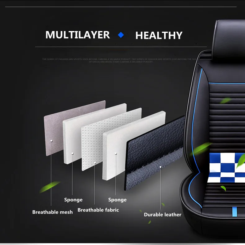 QCI148 Whole Set High Quality Customized All Seasons 5D Leather Raw Materials Waterproof Car Seat