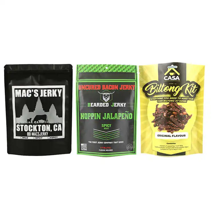 Customized Food Grade Stand up Ziplock Bag Plastic Beef Jerky Mylar Bags Beef Jerky Packaging Bags