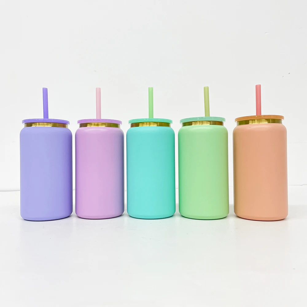 USA warehouse gold plated 16oz vacuum insulated stainless steel metal can cup for laser engrave keeps hot cold for hours