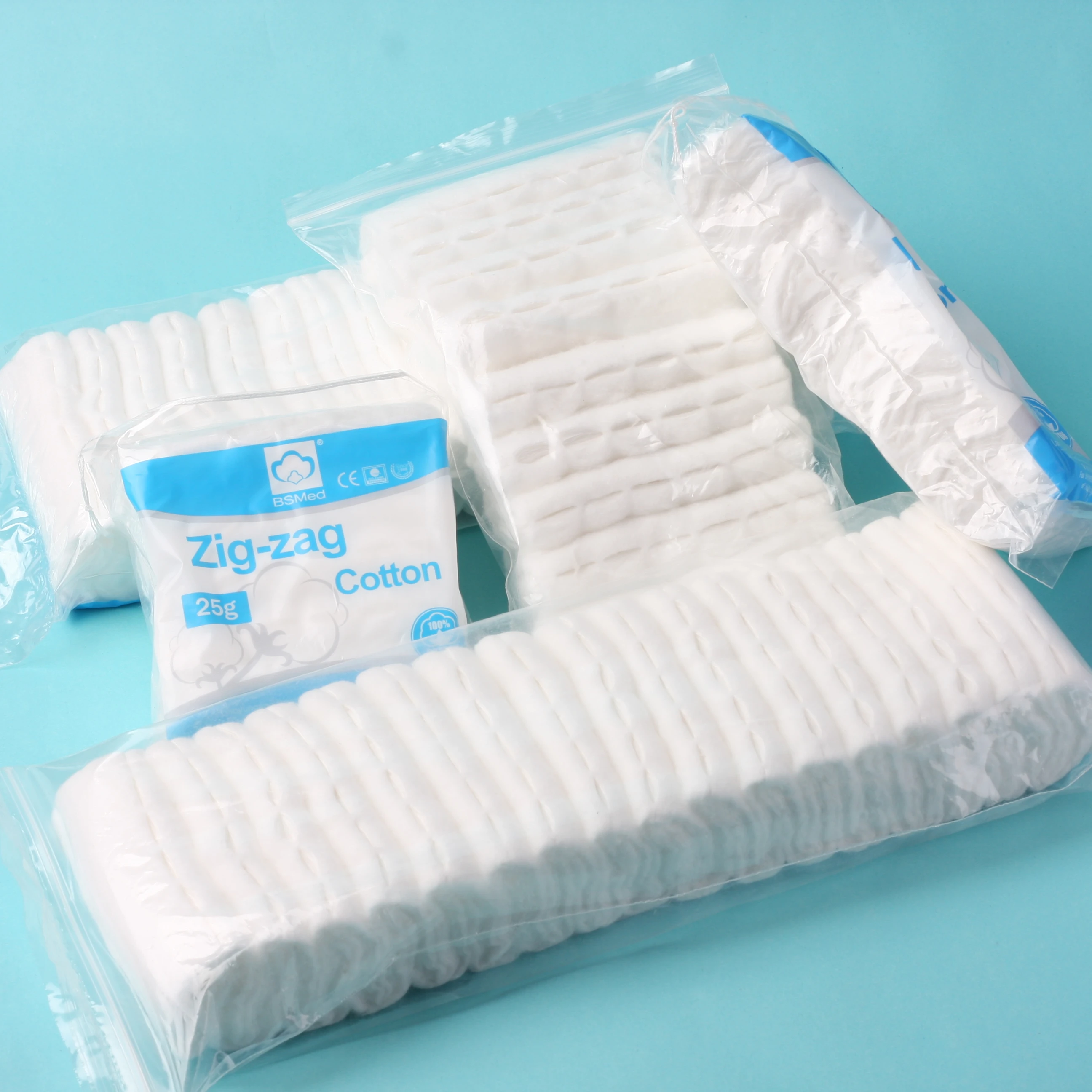 Customization 100% cotton strong absorbent hospital zig zag folding cotton for wound dressing protection
