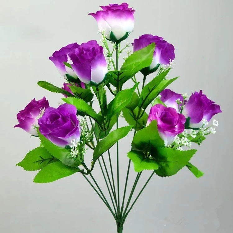 Cheap Artificial Plastic Roses Flower 10 Heads Yellow Silk Flowers Artificia Flower Decoration