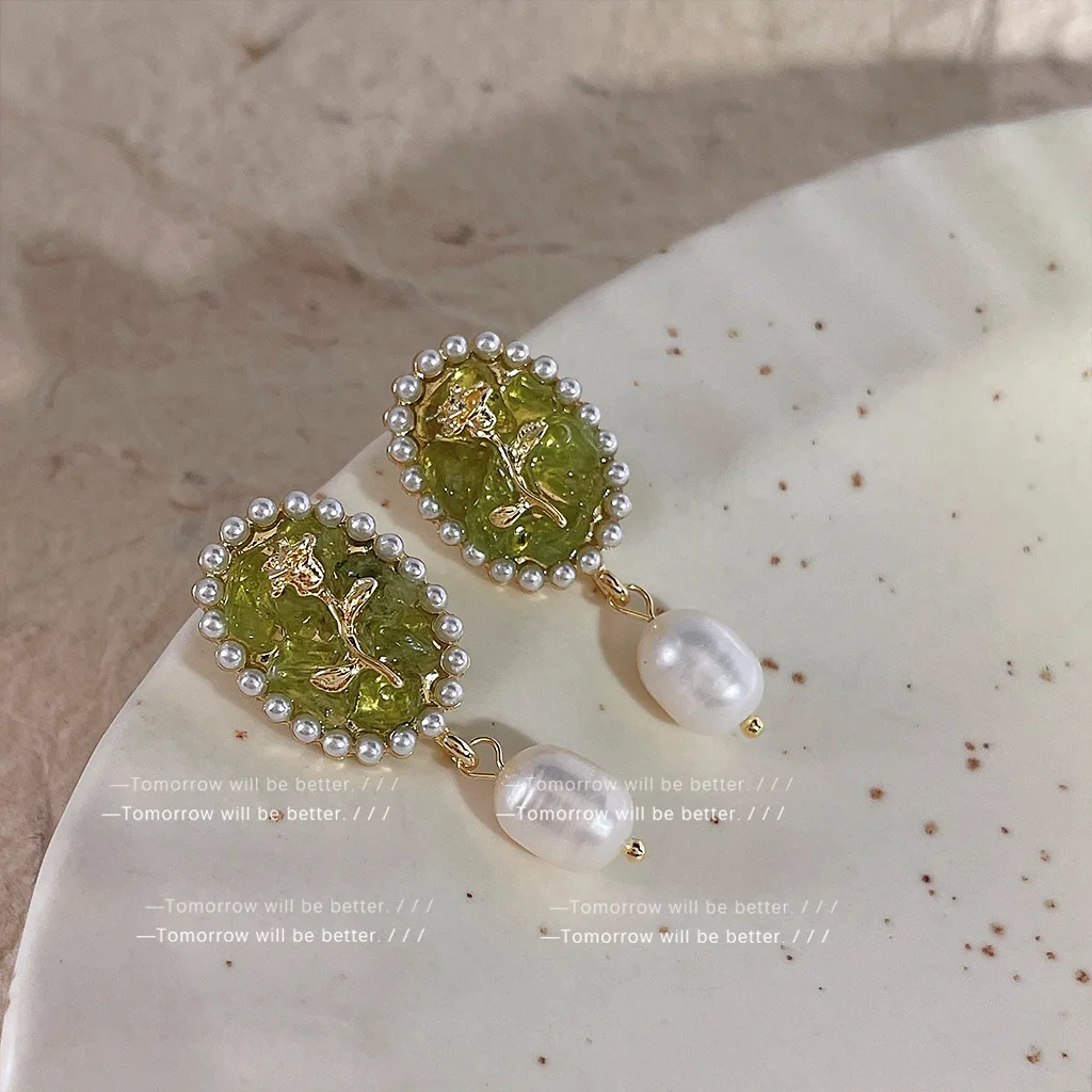 925 Freshwater Pearl Jewelry 14k Gold Plated Pearls Stud Earrings Dangle Long Drop Baroque Bride Earrings For Ladies