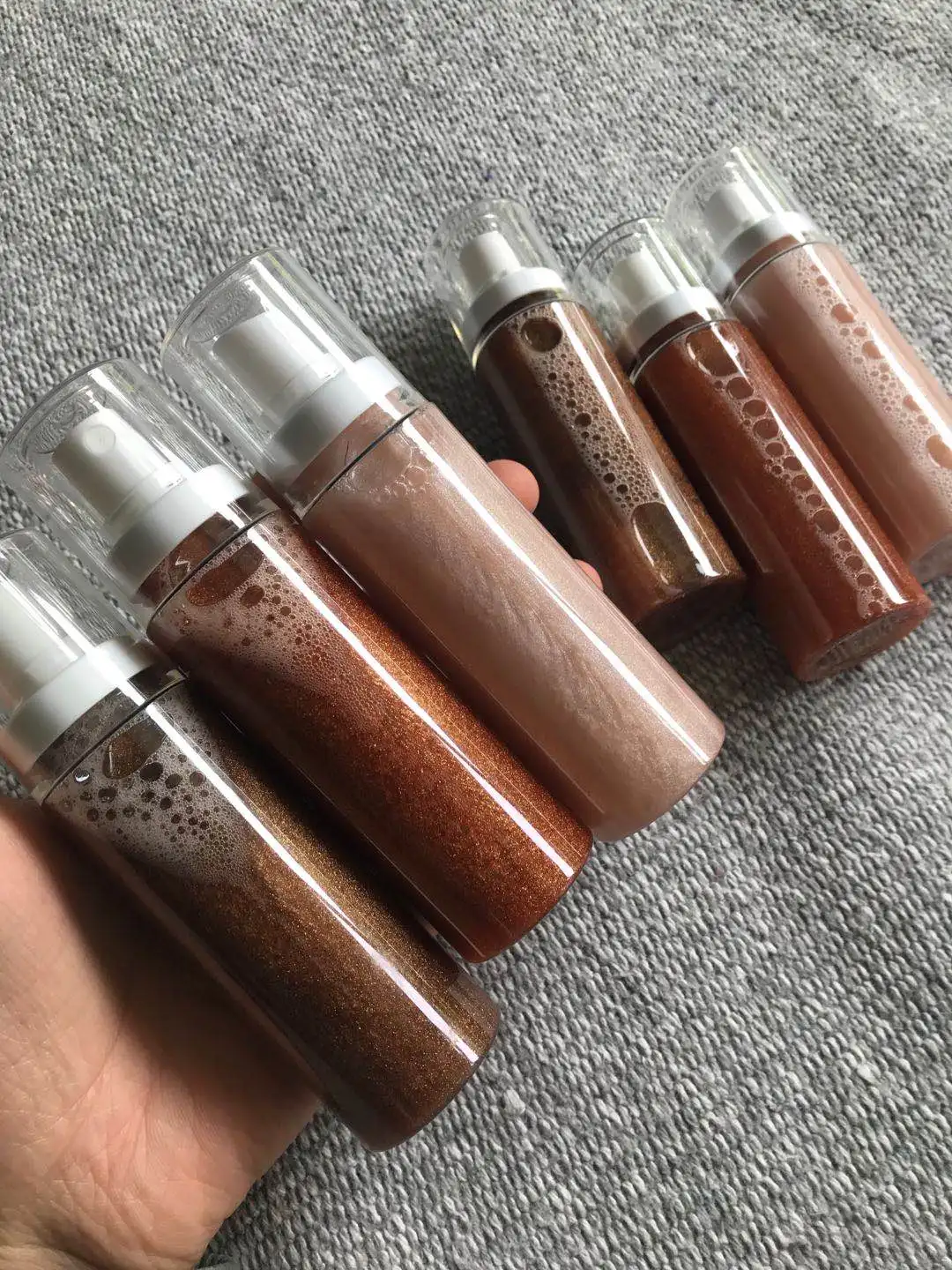 
5 Colors no brand wholesale makeup body shimmer glitter highlighter spray 