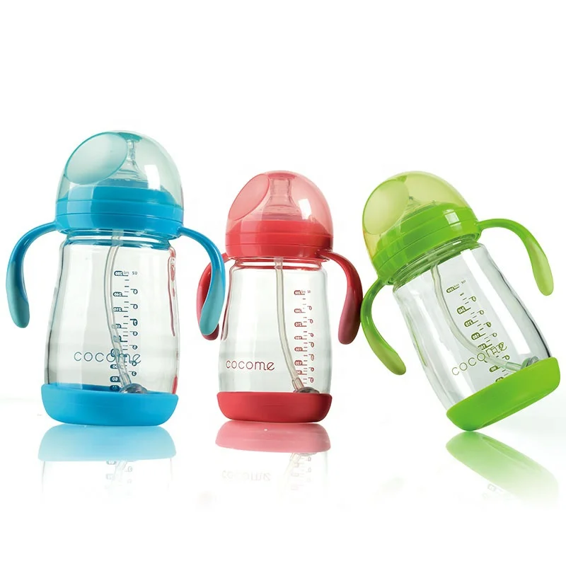 Anti-Colic Babies Feeding Bottles 180/280ml Straw Gravity Ball  Drinking Milk Bottles Stretch Silicone Nipple Baby Products 100%