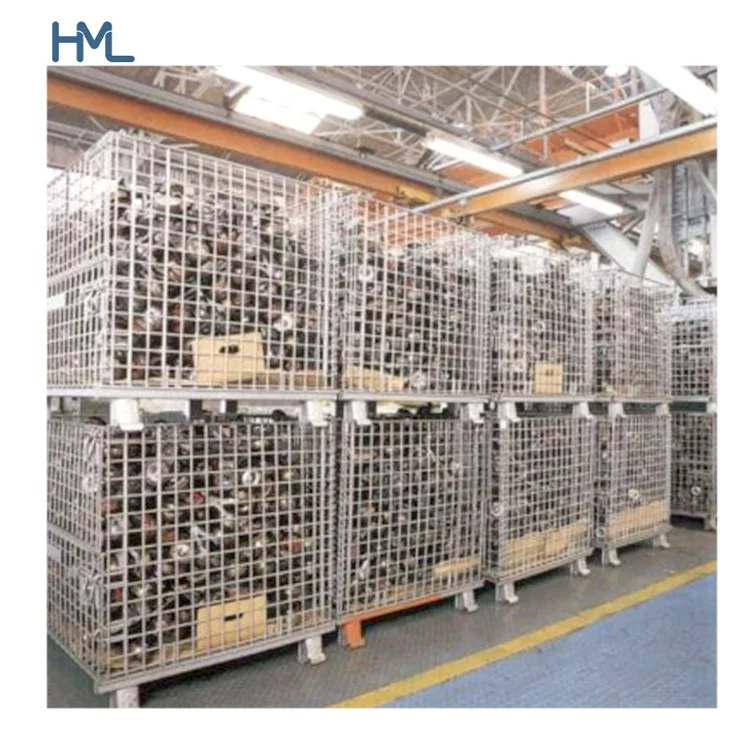 Heavy duty galvanized logistic foldable wire mesh storage cage