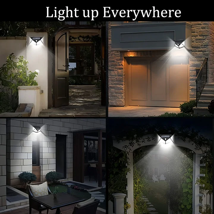 100LED Outdoor Backyard Garden Stair Waterproof Solar Power Lighting Wall Lamp Motion Sensor Led Solar Light