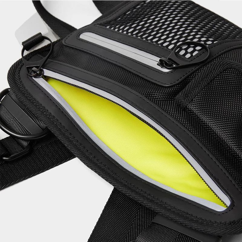 Custom Black Canvas Hip Hop Front Crossbody Pack Mens Tactical Chest Rig Harness Bag